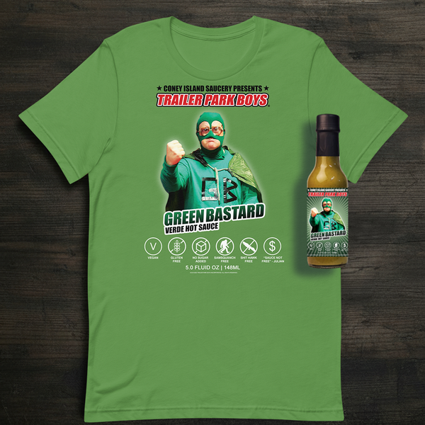 Trailer Park Boys Green Bastard Hot Sauce + T-Shirt Bundle